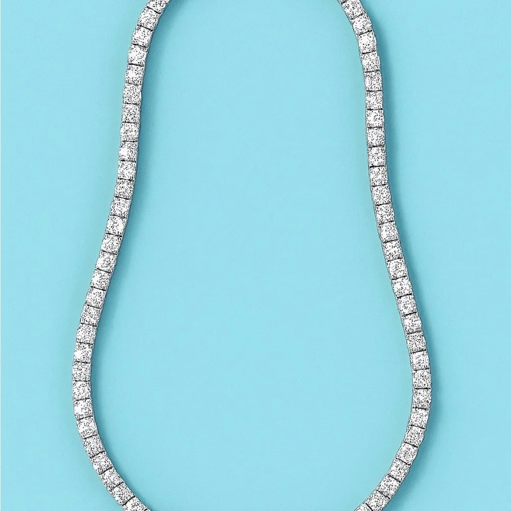 Tennis Necklace 18K White Gold Plated 4.0mm Round Cubic Zirconia